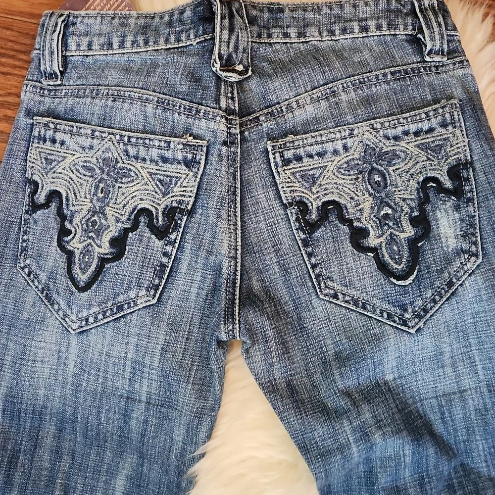 Antik Embroidered Pocket Bootcut Dark Wash Jeans - Picture 5 of 9